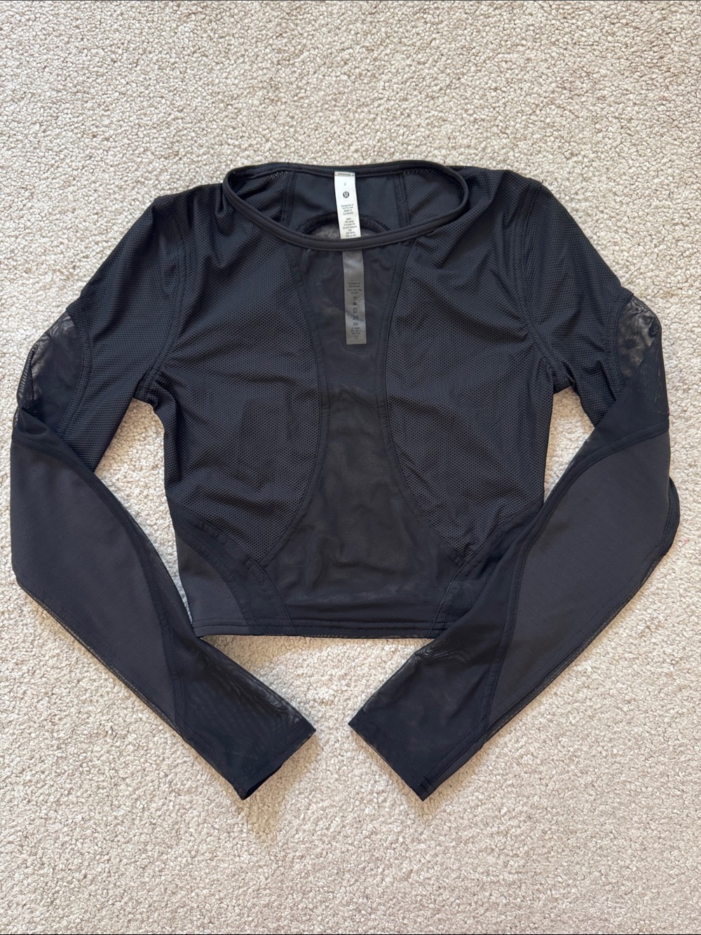 Lululemon Mesh Panelled Training Long Sleeve Shirt Black Sz2